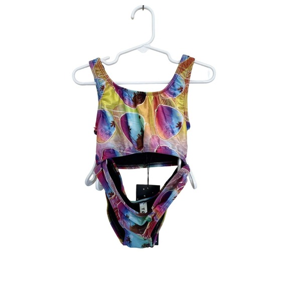 TEREZ Palm Tree Sunglasses Print Bikini Girl Set
